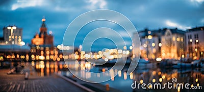 Helsinki, Finland. Abstract Blurred Bokeh Urban Panoramic Background Stock Photo