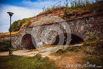 Helsinki. Finland. The bastions of Suomenlinna. An ancient stone fortress on the island of Suomenlinna. Fortress to protect the ca Stock Photo