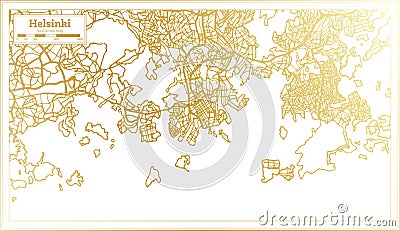 Helsinki Finland City Map in Retro Style in Golden Color. Outline Map Stock Photo
