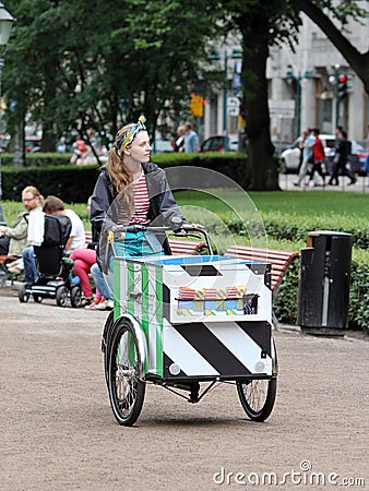 Helsinki, Finland. The ice cream seller Editorial Stock Photo