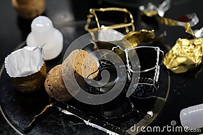 Party Trash After Popping some Sparkling Editorial Stock Photo