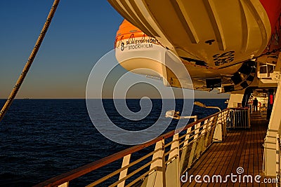 Helsinki, Finland - 29 May 2017: Sunset on the deck Silja Line S Editorial Stock Photo