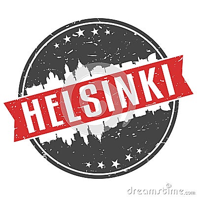 Helsinki Finland Round Travel Stamp Icon Skyline City Design Seal Badge Illustration Clipart. Vector Illustration