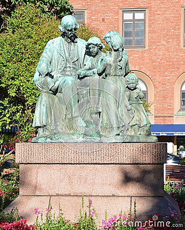 Statue of Zachris Topelius was a Swedish Finnish author, Editorial Stock Photo