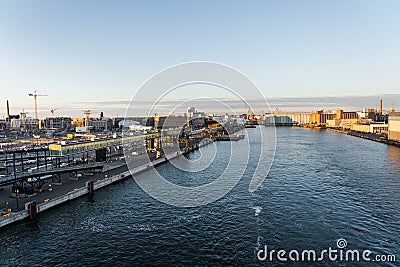 Helsinki Finland West Harbour seen at sunset Editorial Stock Photo