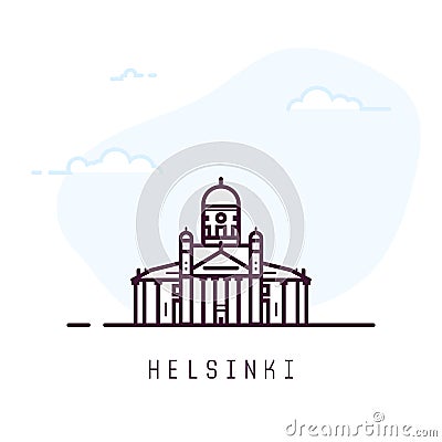 Helsinki line style building Vector Illustration