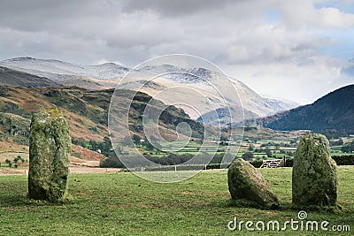 Helvellyn From Castlerigg Stone Circle Stock Photo