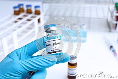 Hemato polyvalent, Snake antivenoms in a vial, Serum for injection to prevent venom from snake bites Stock Photo