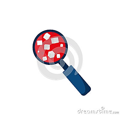 Hematology concept with red blood cell in test tube and magnifying glass, vector illustration in flat style Cartoon Illustration