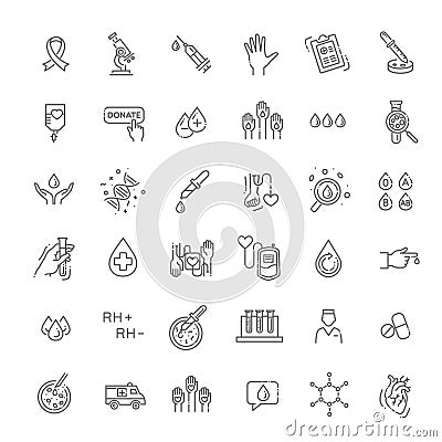 Hematology Vector icon. Outline signs for donor day Vector Illustration