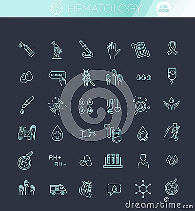 Hematology Vector icon. Outline signs for donor day Vector Illustration