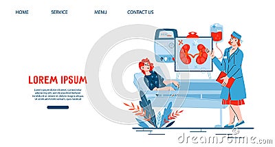 Hemodialysis and peritoneal dialysis website showing procedure to treat kidney. Vector Illustration