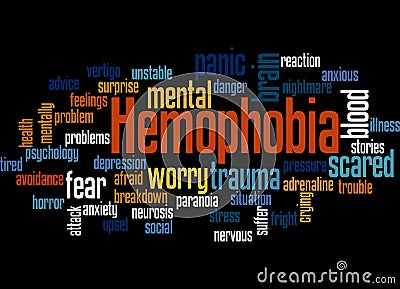 Hemophobia fear of blood word cloud concept 3 Stock Photo
