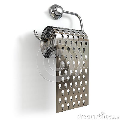 Hemorrhoids concept.Toilet paper as grater. Stock Photo