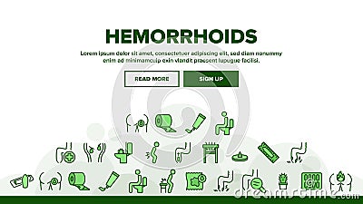 Hemorrhoids Disease Landing Header Vector Vector Illustration