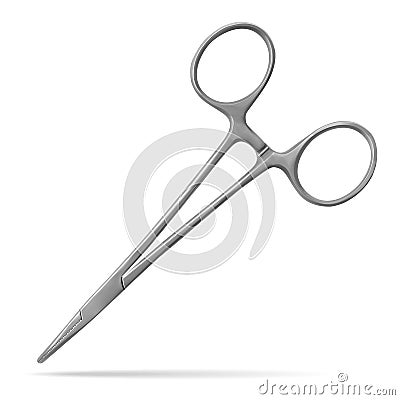 Hemostatic forceps, MOSKITO for a temporary stop of bleeding, have working sponges with a small notch and conical outer Vector Illustration