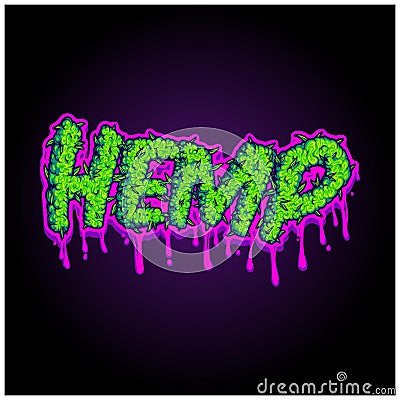 Hemp lettering text with melted effect logo illustrations Vector Illustration