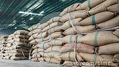 Hemp sacks Stock Photo