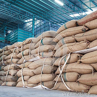 Hemp sacks Stock Photo