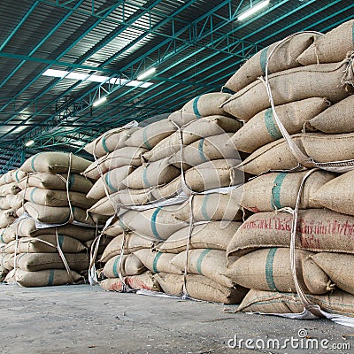 Hemp sacks Stock Photo