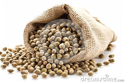 Hemp seeds. high resolution, Isolated on White Background. Stock Photo