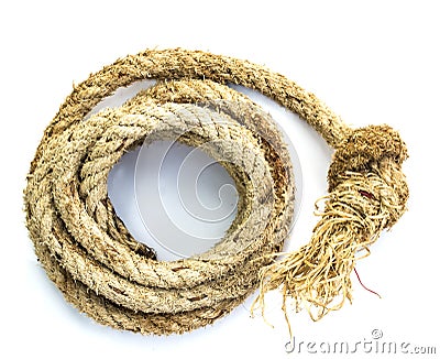 Hemp three strand rope coiled Stock Photo