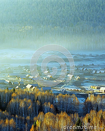 Hemu, a small village in Xinjiang, Stock Photo