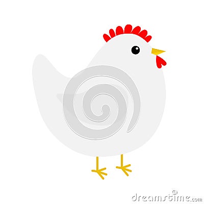 Hen chicken bird icon. Happy Easter. Cute cartoon funny kawaii baby chick character. Flat design. Greeting card. Yellow color. Vector Illustration