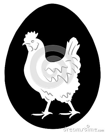 Hen in the egg Vector Illustration