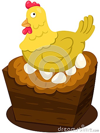 Hen with eggs Vector Illustration