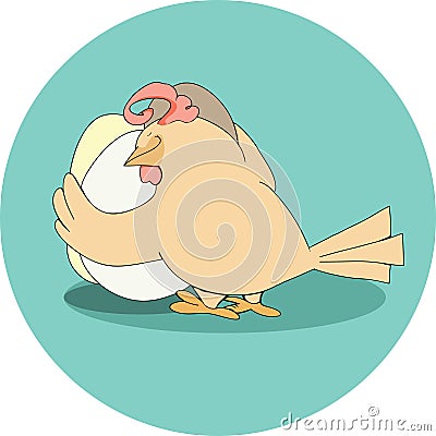 Hen in nest with eggs Vector Illustration