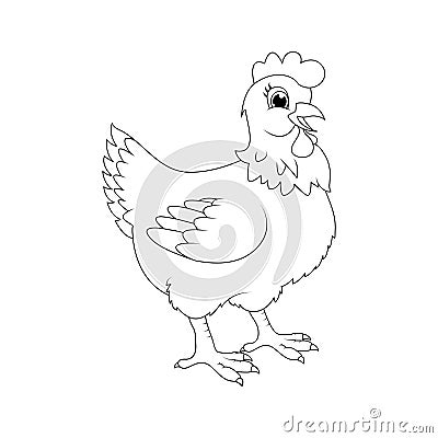 Hen outline cartoon character vector design isolated on white ba Vector Illustration