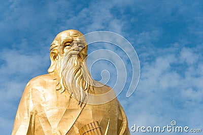 Laozi Statue at Hangu Pass Scenic Area. a famous historic site in Lingbao, Henan, China. Stock Photo