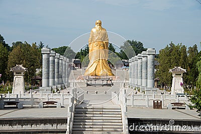 Laozi Statue at Hangu Pass Scenic Area. a famous historic site in Lingbao, Henan, China. Editorial Stock Photo