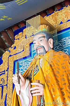 The Duke of Zhou Statue at Luoyang Zhougong Temple Museum. a famous historic site in Luoyang, Henan, China. Stock Photo