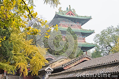 Shaolin Temple in Dengfeng, Henan, China. It is part of UNESCO World Heritage Site - Historic Monuments of Dengfeng. Stock Photo