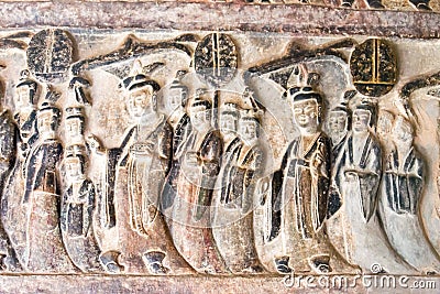 Relief at Gongxian Grottoes. a famous historic site in Gongyi, Henan, China. Stock Photo