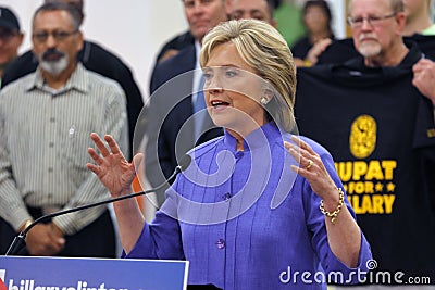 HENDERSON, NV - OCTOBER 14, 2015: Democratic U.S. presidential candidate & former Secretary of State Hillary Clinton speaks at Int Editorial Stock Photo