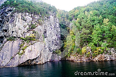 Hengjanefossen waterfall Lysefjord Stock Photo