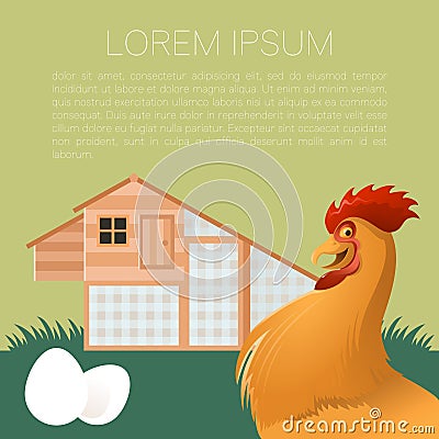 Henhouse banner with rooster Vector Illustration