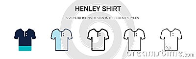 Henley shirt icon in filled, thin line, outline and stroke style. Vector illustration of two colored and black henley shirt vector Vector Illustration