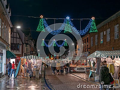 Henley Street in Stratford upon Avon at Christmas time. Editorial Stock Photo