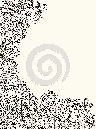 Henna Doodle Flower Garden Vector Vector Illustration