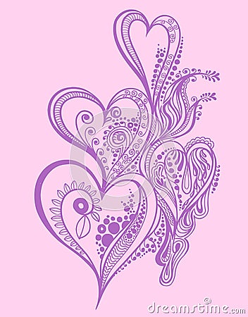 Henna doodle Heart design Vector Illustration