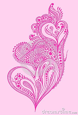 Henna doodle Heart design Vector Illustration