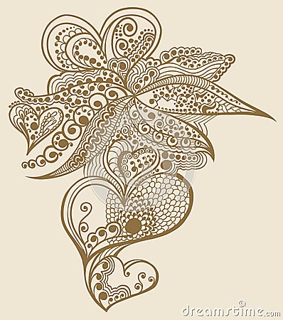 Henna doodle Heart design Vector Illustration