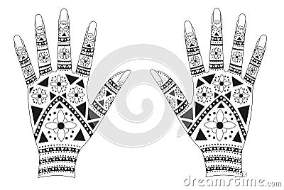 Henna hands Vector Illustration