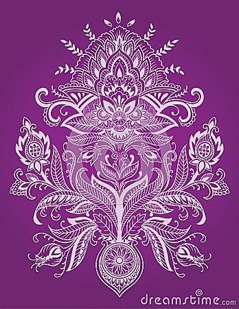 Henna Lace Paisley Flower Vector Vector Illustration