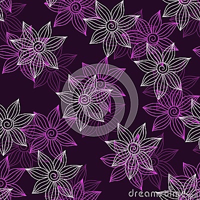 Henna Mehendy Tattoo Seamless Pattern on a violet background Vector Illustration