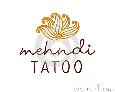 Henna mehndi drawing ethnic tatoo studio logo Vector Illustration